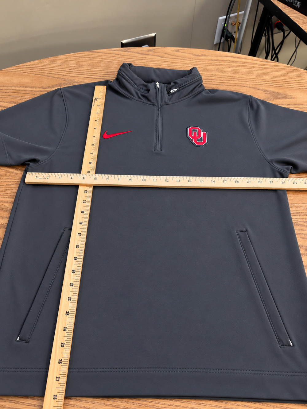 Nike Oklahoma Sooners OU Coaches Jacket Men’s Large 1/4 Zip Hooded Pullover
